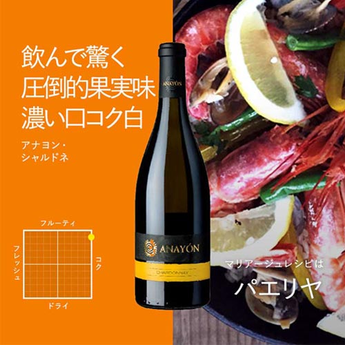 グランデス・ビノス・イ・ビニェドス　アナヨン・シャルドネ 750ml（スペイン カリニェナ産辛口白ワイン）